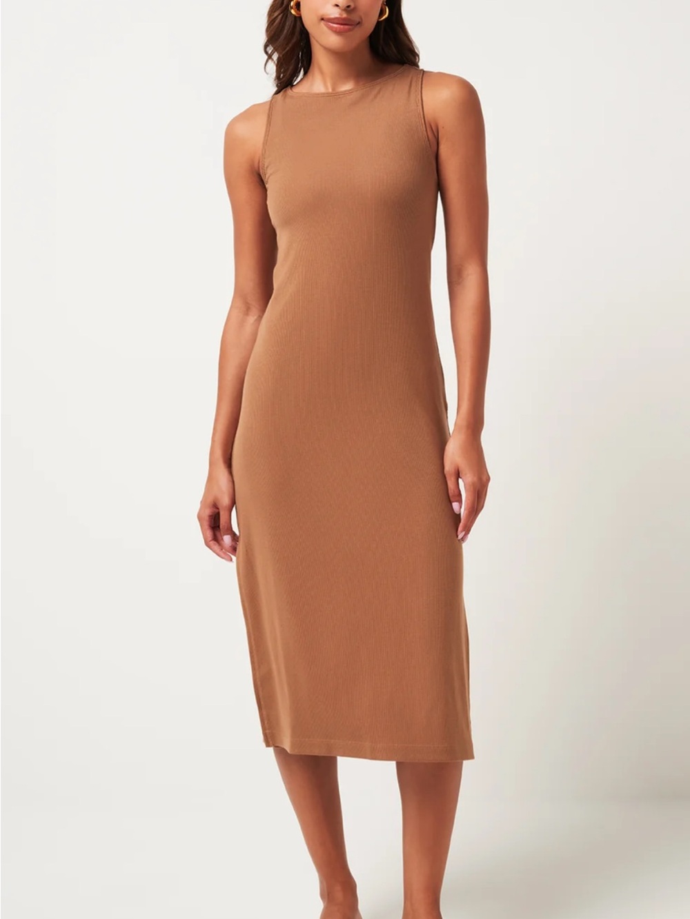 Travis Mathew Sleeveless Cloud Ribbed Hadley Wood Midi Dress Size Small